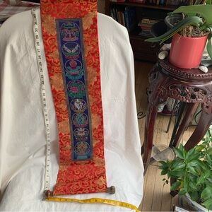 Tibetan Silk Red and Gold Wall Hanging Décor